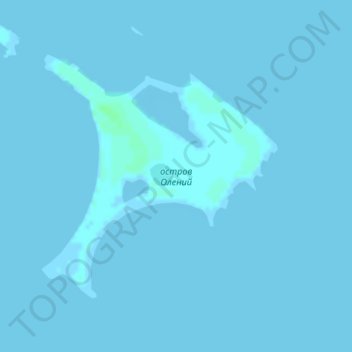 Mapa topográfico Isla de Oleny, altitude, relevo
