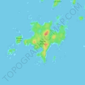 Mapa topográfico Triquet Island, altitude, relevo