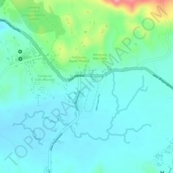 Mapa topográfico Taman Gelora, altitude, relevo