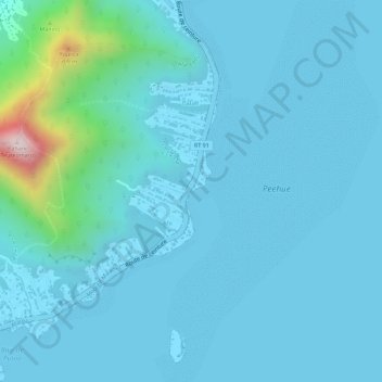 Mapa topográfico Plage de Malibu, altitude, relevo