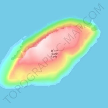 Mapa topográfico Round Island, altitude, relevo