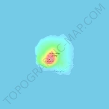 Mapa topográfico Maracañao Island, altitude, relevo