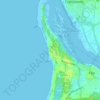 Mapa topográfico Praia de Ofir, altitude, relevo