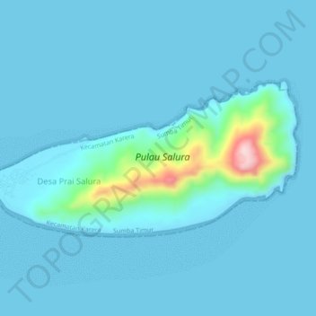 Mapa topográfico Pulau Halura, altitude, relevo