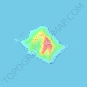 Mapa topográfico Desecheo Island, altitude, relevo