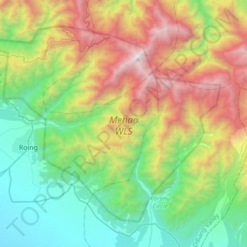Mapa topográfico Mehao WLS, altitude, relevo