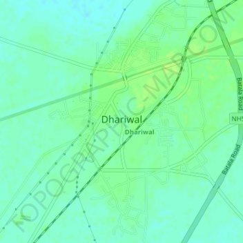 Mapa topográfico Dhariwal, altitude, relevo