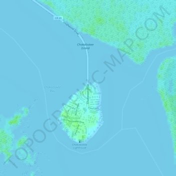 Mapa topográfico Chokoloskee, altitude, relevo