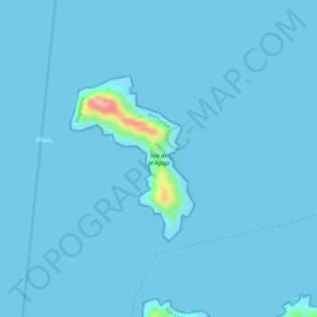 Mapa topográfico Isla de la Aguja, altitude, relevo