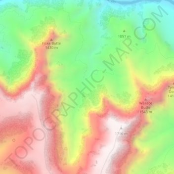 Mapa topográfico Copper Canyon, altitude, relevo