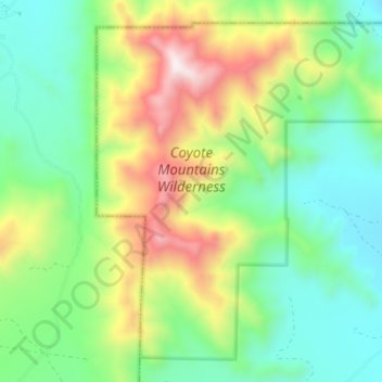 Mapa topográfico Coyote Mountains Wilderness Area, altitude, relevo