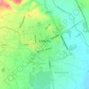 Mapa topográfico Sparta, altitude, relevo