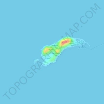 Mapa topográfico Malalison Island, altitude, relevo