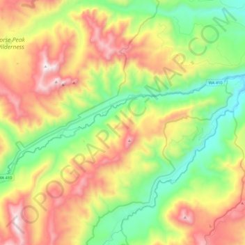 Mapa topográfico American River, altitude, relevo