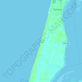 Mapa topográfico Praia da Torreira, altitude, relevo