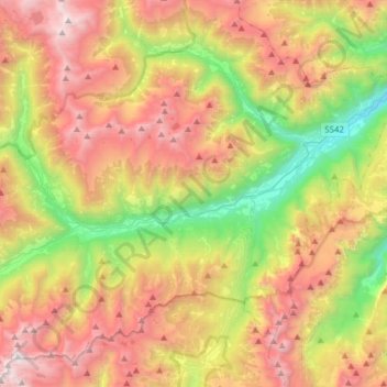 Mapa topográfico Val di Sole, altitude, relevo
