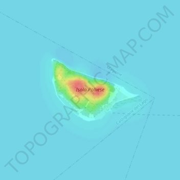 Mapa topográfico Isola Polvese, altitude, relevo