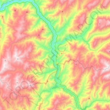 Mapa topográfico Selway River, altitude, relevo