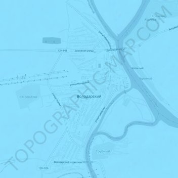 Mapa topográfico Volodarsky, altitude, relevo