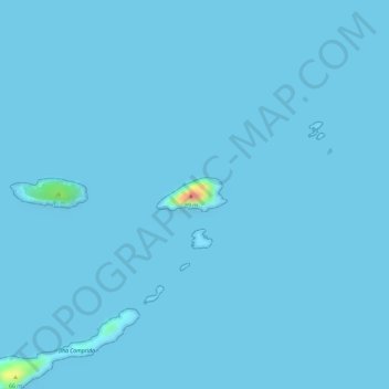 Mapa topográfico Ilha Cagarra, altitude, relevo