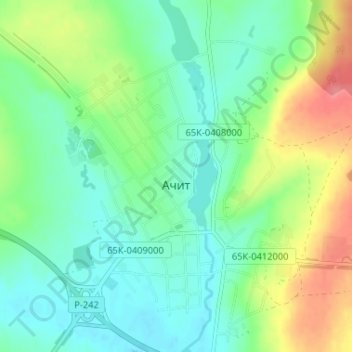 Mapa topográfico Ачит, altitude, relevo