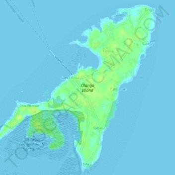 Mapa topográfico Olango Island, altitude, relevo