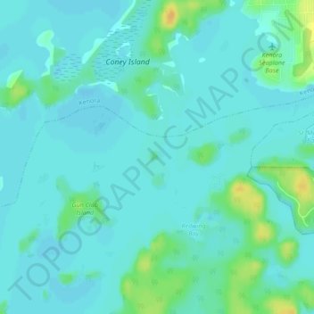 Mapa topográfico Dingwall Island, altitude, relevo