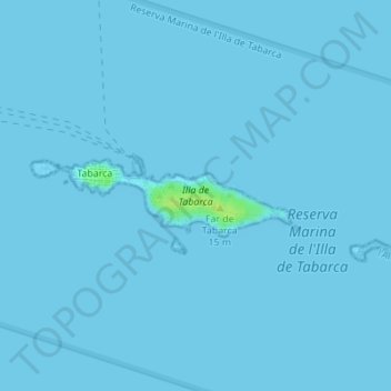 Mapa topográfico Isla de Tabarca, altitude, relevo