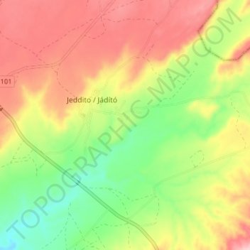 Mapa topográfico Jeddito, altitude, relevo