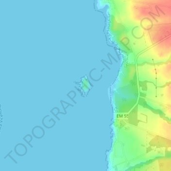 Mapa topográfico Ilha do Pessegueiro, altitude, relevo