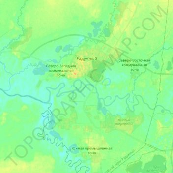 Mapa topográfico Радужный, altitude, relevo
