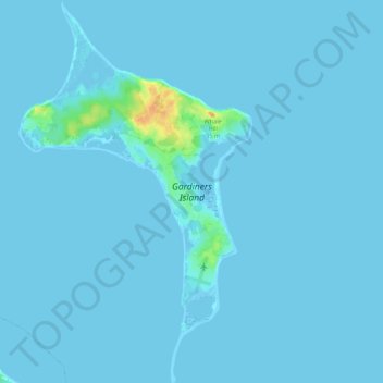 Mapa topográfico Gardiners Island, altitude, relevo