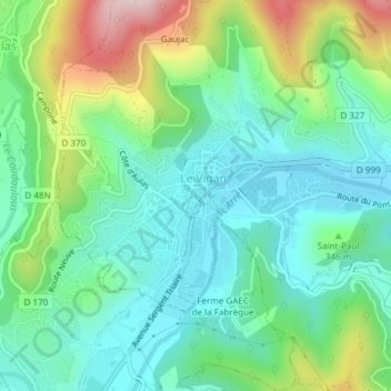 Mapa topográfico Château d'Assas, altitude, relevo
