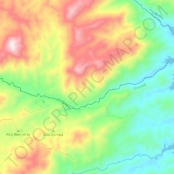 Mapa topográfico Río Nare, altitude, relevo