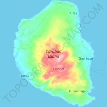 Mapa topográfico Carabao Island, altitude, relevo