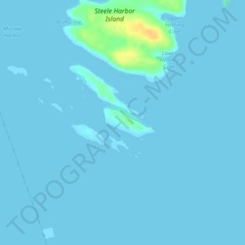 Mapa topográfico Mistake Island, altitude, relevo