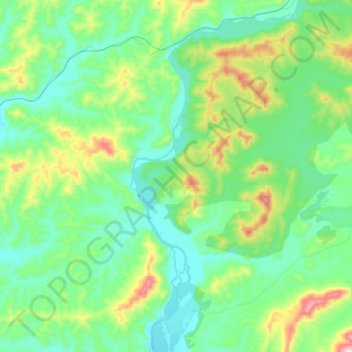 Mapa topográfico Кизир, altitude, relevo