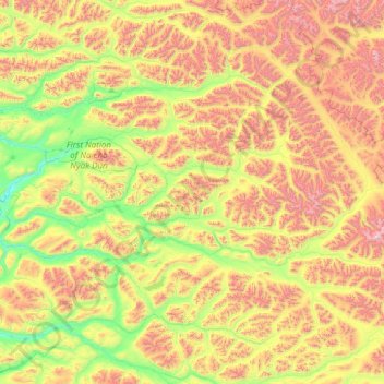 Mapa topográfico Hess River, altitude, relevo