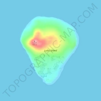 Mapa topográfico Lubid Island, altitude, relevo