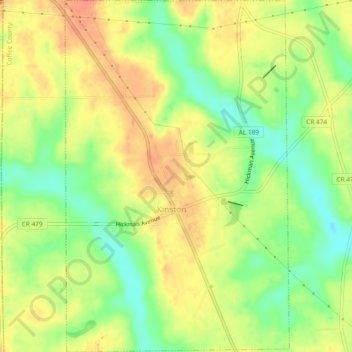 Mapa topográfico Kinston, altitude, relevo
