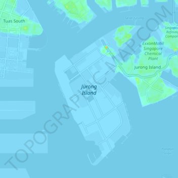 Mapa topográfico Jurong Island, altitude, relevo
