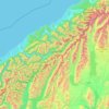 Mapa topográfico Southern Alps / Kā Tiritiri o te Moana, altitude, relevo