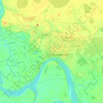 Mapa topográfico Nizhnevartovsk, altitude, relevo