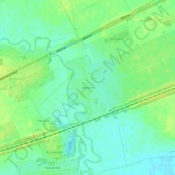 Mapa topográfico Конино, altitude, relevo