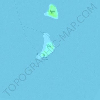 Mapa topográfico Saluag Island, altitude, relevo