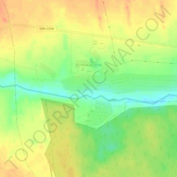 Mapa topográfico Устюжанино, altitude, relevo