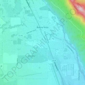 Mapa topográfico Buena Vista, altitude, relevo