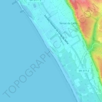 Mapa topográfico Praia da Mata, altitude, relevo