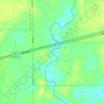 Mapa topográfico Ford River, altitude, relevo