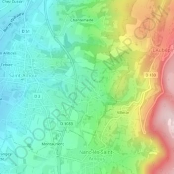 Mapa topográfico La Condamine, altitude, relevo